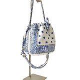 White & Blue Bandana Mini Bucket Bag