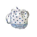 White & Blue Bandana Mini Bucket Bag