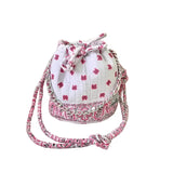 White & Pink Bandana Mini Bucket Bag
