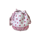 White & Pink Bandana Mini Bucket Bag