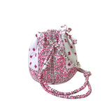 White & Pink Bandana Mini Bucket Bag