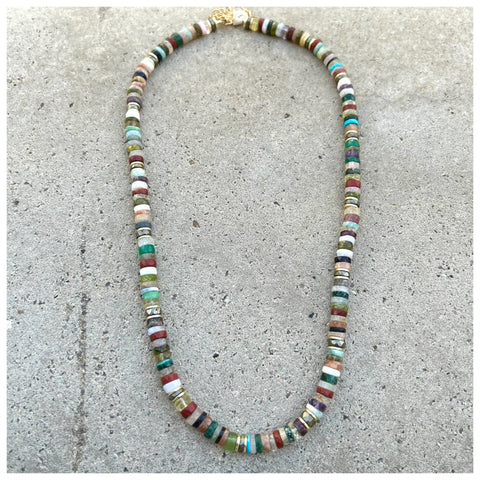 Long Striped Beaded Necklace