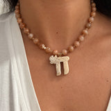 Big Hai Peach Moonstone Necklace