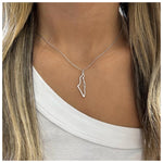 Israel Map Silver Necklace