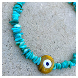 Biggie Yellow Nazar Turquoise Shell Nuggets Necklace