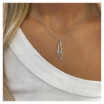 Israel Map with Star Silver Necklace