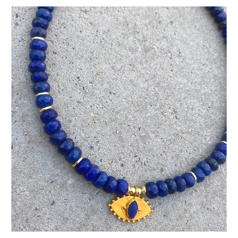 Jaipur Lapis Eye Beaded Necklace