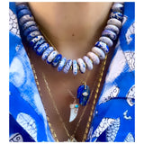 Indigo Blue & White Candy Cane Necklace