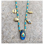 Grigris Turquoise & Labradorite Beaded Necklace