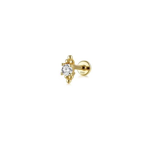 Trinity Double Cluster Solitaire Threaded Piercing Earring