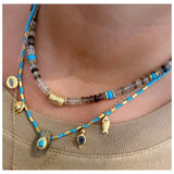 Grigris Turquoise & Labradorite Beaded Necklace