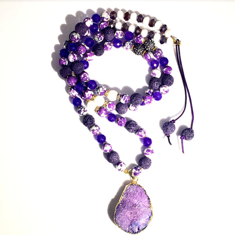 Purple Mix Drusy Necklace