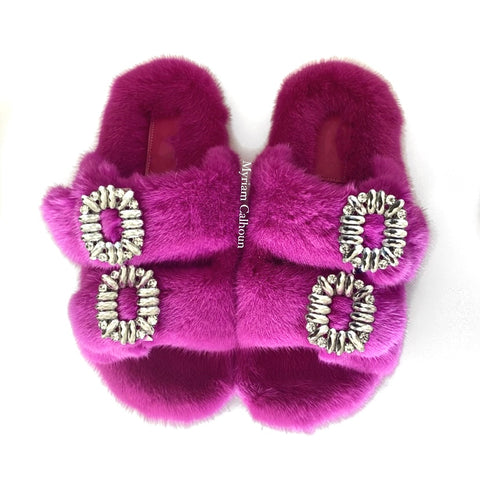 Hot Pink Jeweled Arizona Slippers