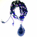 XL Macrame Crysral Purple Mix Custom Beaded Necklace
