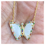 Carved Gems Butterfly Necklace