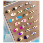 You & Me Stripes Enamel Adjustable Ring