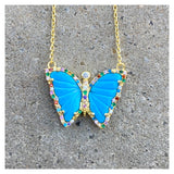 Carved Gems Butterfly Necklace
