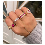 You & Me Stripes Enamel Adjustable Ring