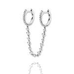 Hook Me Up Pave Double Hoops Floating Chain Earring