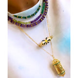 Purples & Greens Custom RT Mazal Beaded Necklace
