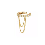 Double Dangling Chain Pave Ear Cuff