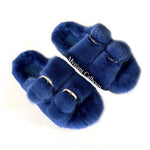 Persian Blue Arizona Mink Slippers