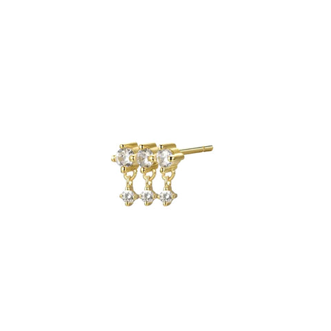 Watertall 3 Mini Solitaires Stud Earring