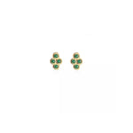4 Stones Bezel Cluster Stud Earrings