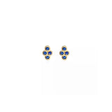 4 Stones Bezel Cluster Stud Earrings