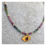 Garnet Jaipur Eye Tourmalines Beaded Necklace