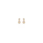 Pear Opal & Bezel Cz Mini Stud Earrings