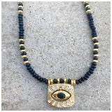 Dangling Square  Black Onyx Necklace