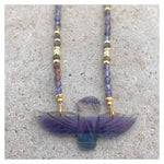 Purple Fluorite Eagle Assorted Gems Necklace