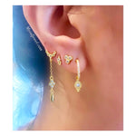 Arched Bezel Dangling Cluster Stud Earring