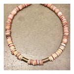 Wide Pink Abalone Discs Custom Beaded Necklace