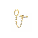 Pendiente de cadena flotante Hook Me Up Pave Hoop &amp; Ear Cuff