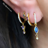 Ethnic 4 Scalloped Stones Piercing Stud Earring