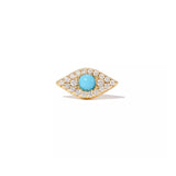 Large Pave Eye with Turquoise Piercing Stud Earring
