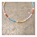 Assorted Aqua, Pink & Oranges Custom Beaded Choker Necklace